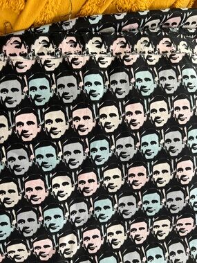 Novel Pop-Print Fabric Panel in Black with Pastel Faces michael Scott